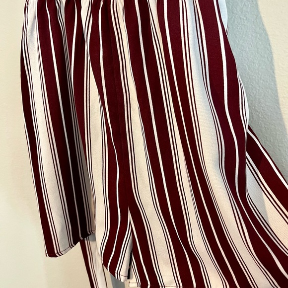 Burgundy and white Lulu’s romper with tie waist worn once. - Picture 4 of 4